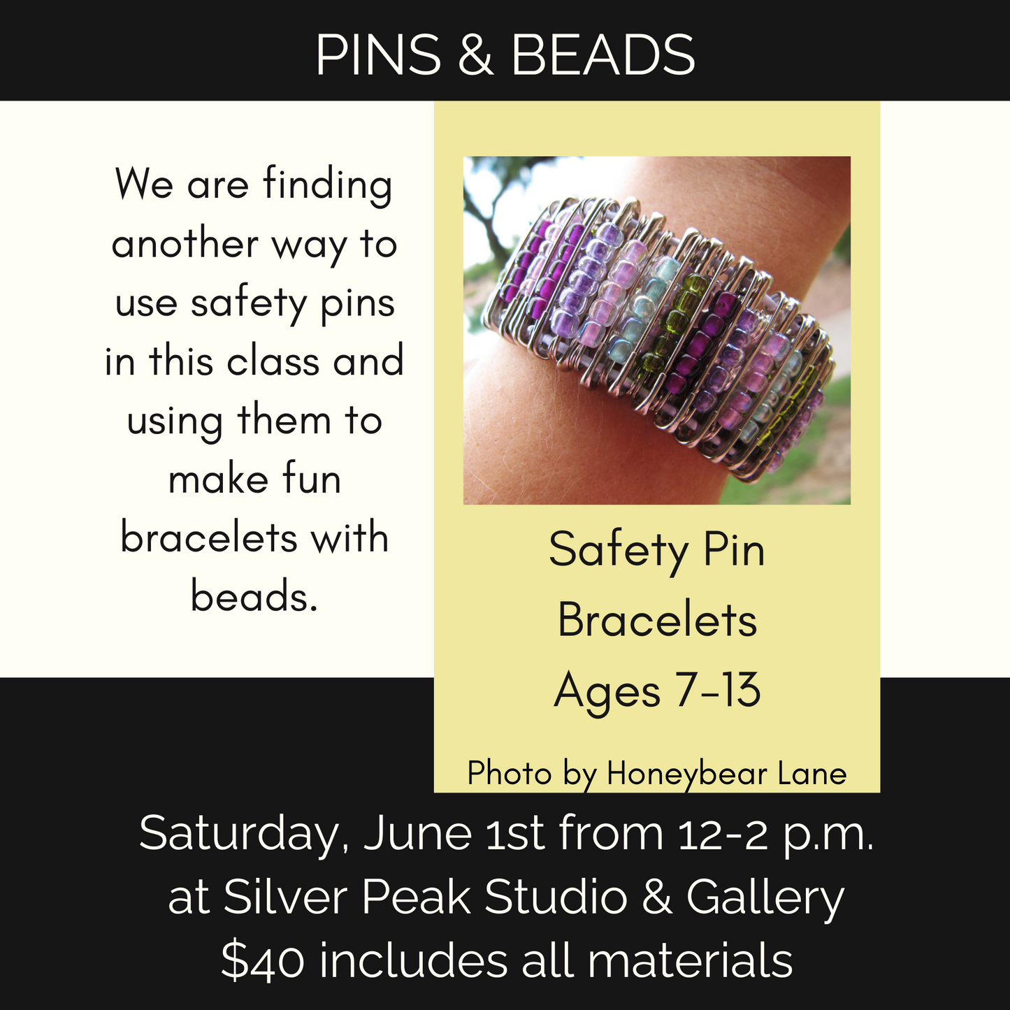 Pins & Beads: Ages 7-13: June 1st