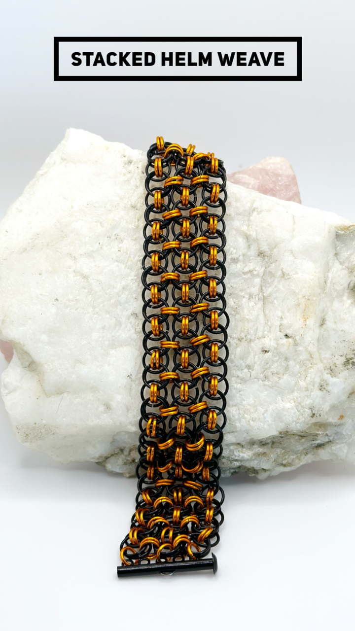 Stacked Helm Weave Chainmaille Bracelet (Custom Colors Available)